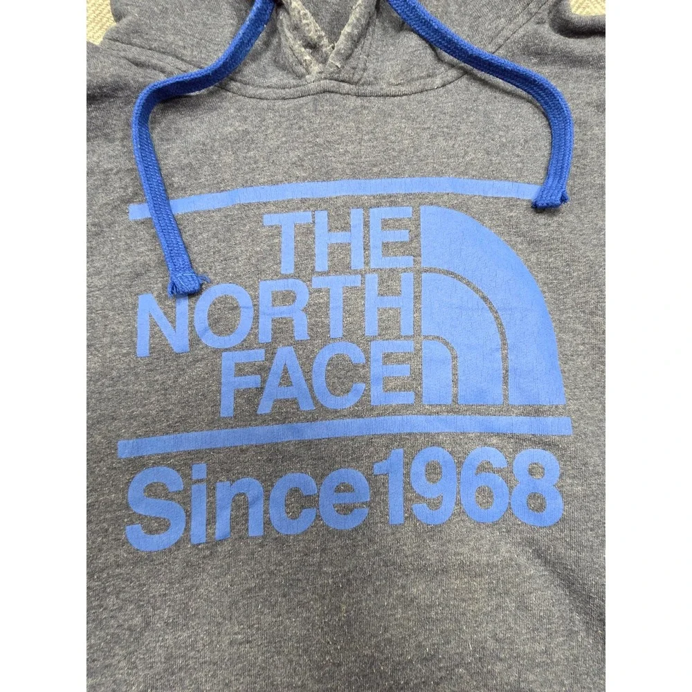 The North Face Mens XL Heather Navy Blue Graphic Logo Pullover Hoodie Since 1968